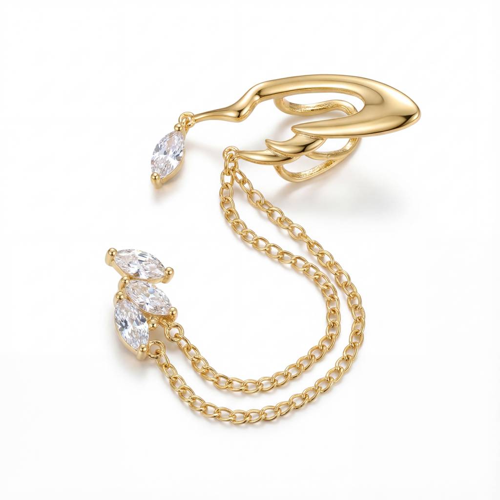 Korean Marquise Leaf & Chain Climber : YUFSER380