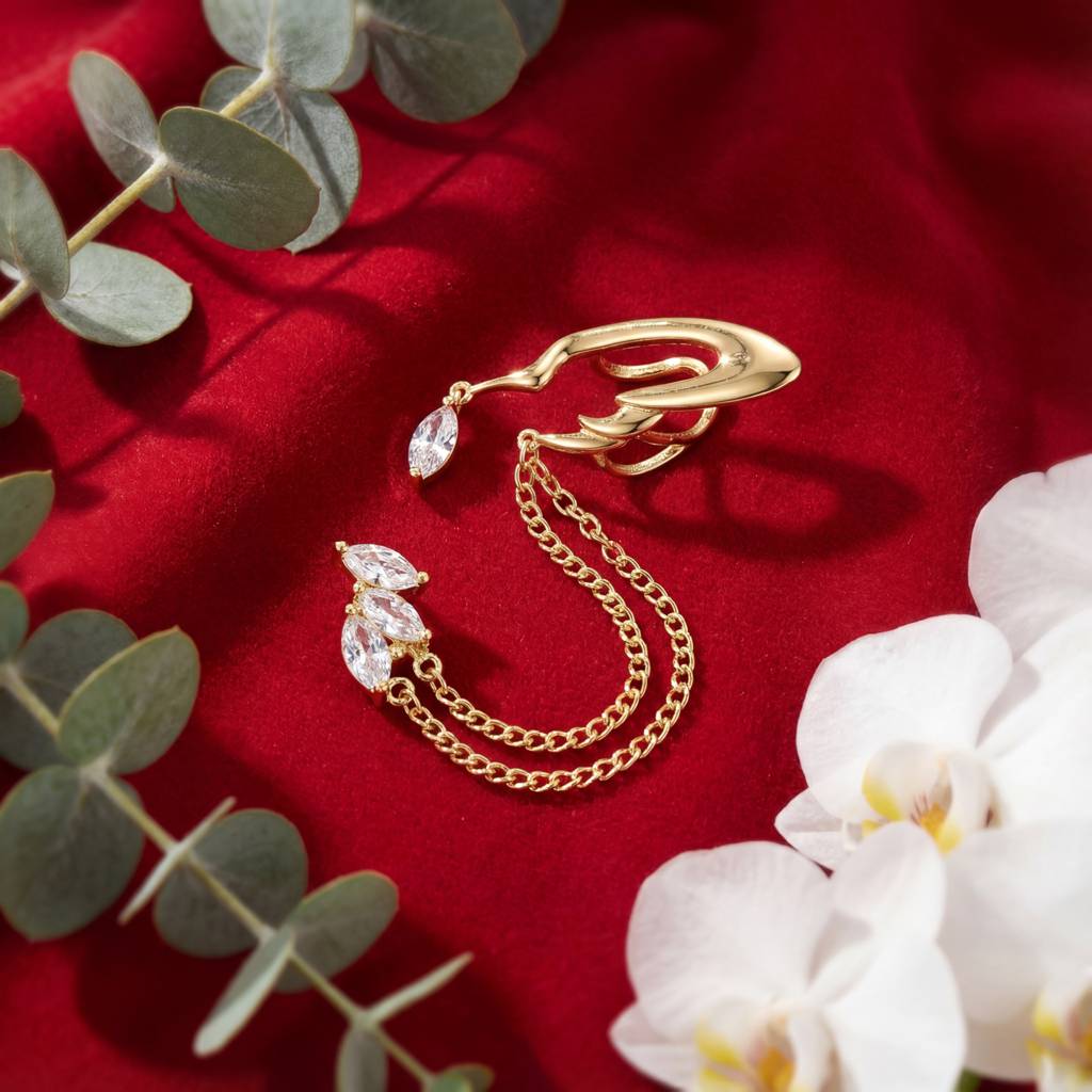Korean Marquise Leaf & Chain Climber : YUFSER380