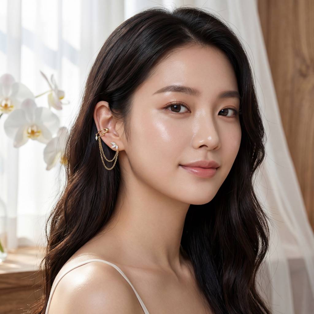 Eternz Certified Jewellery - You Jewelry Korean Marquise Leaf & Chain Climber Left Ear