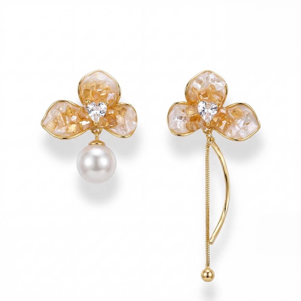 Korean Dahlia Dream Mismatched Earrings : YUFSER398