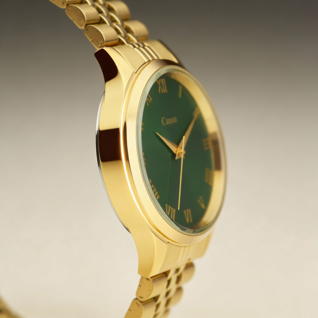 Luxury Golden & Green Couple Watch With Roman Numerals Cn-485 : CN-485