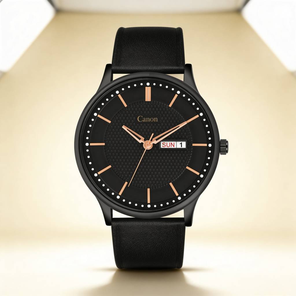Canon Quartz All Black Watch For Men Cn-428 : CN-428