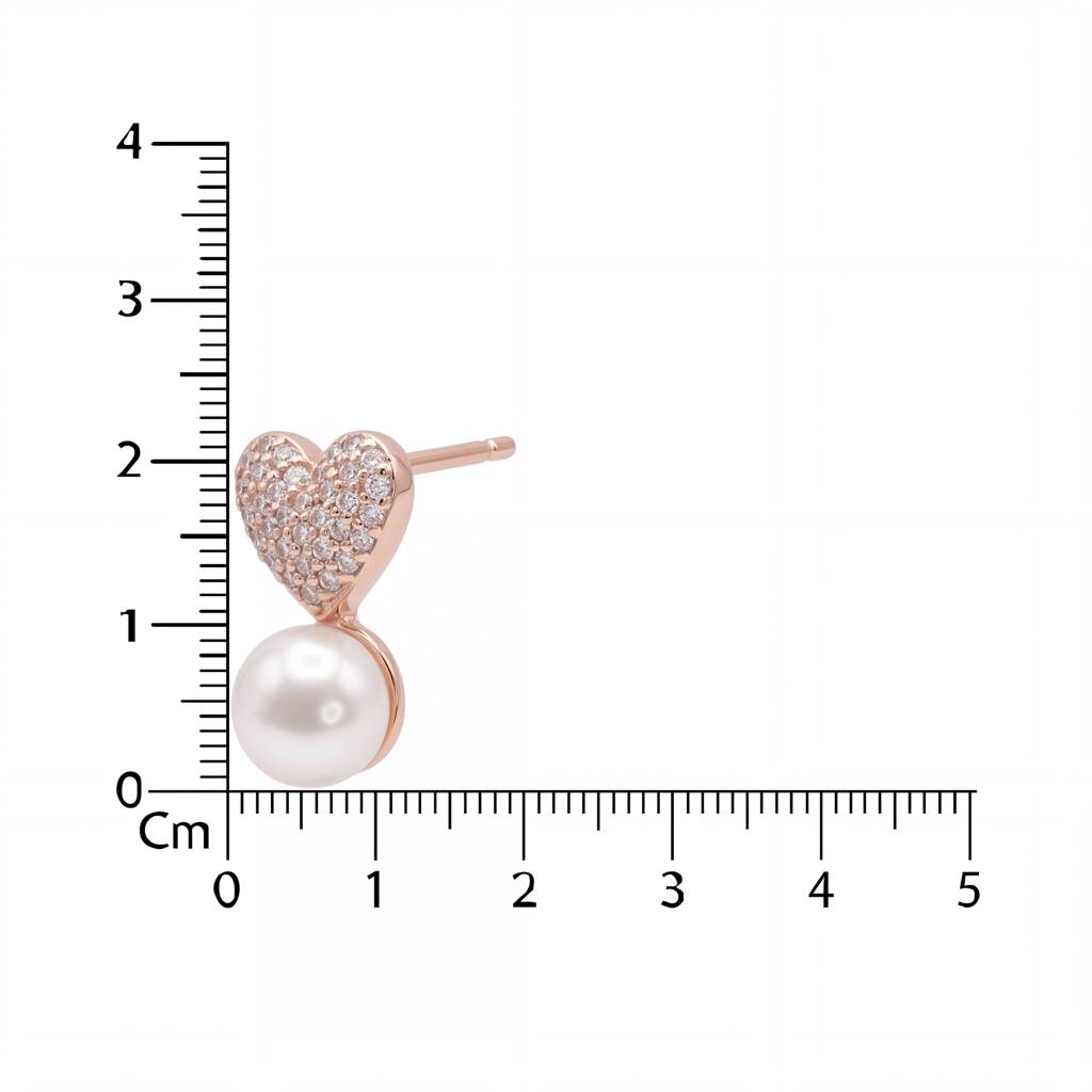 Sweetheart Sparkle, Pavé Heart & Pearl Stud. : YUFSER221