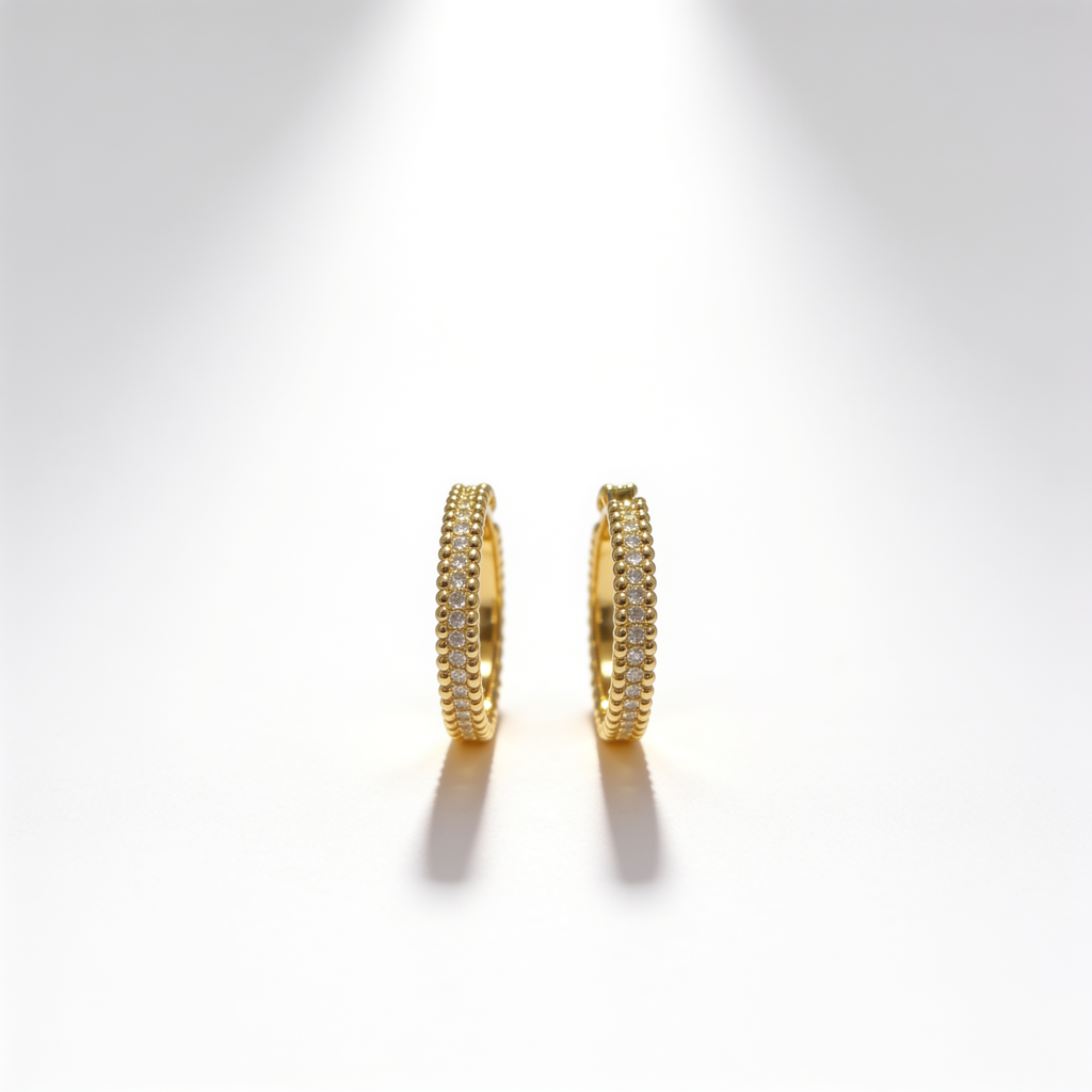 Korean Crystal Huggie Hoops : YUFSER419