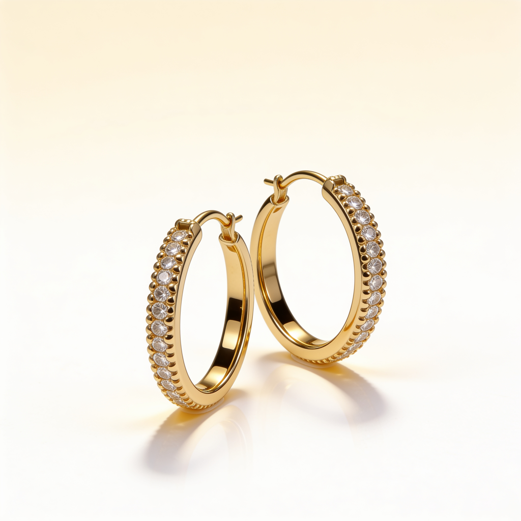 Korean Crystal Huggie Hoops : YUFSER419