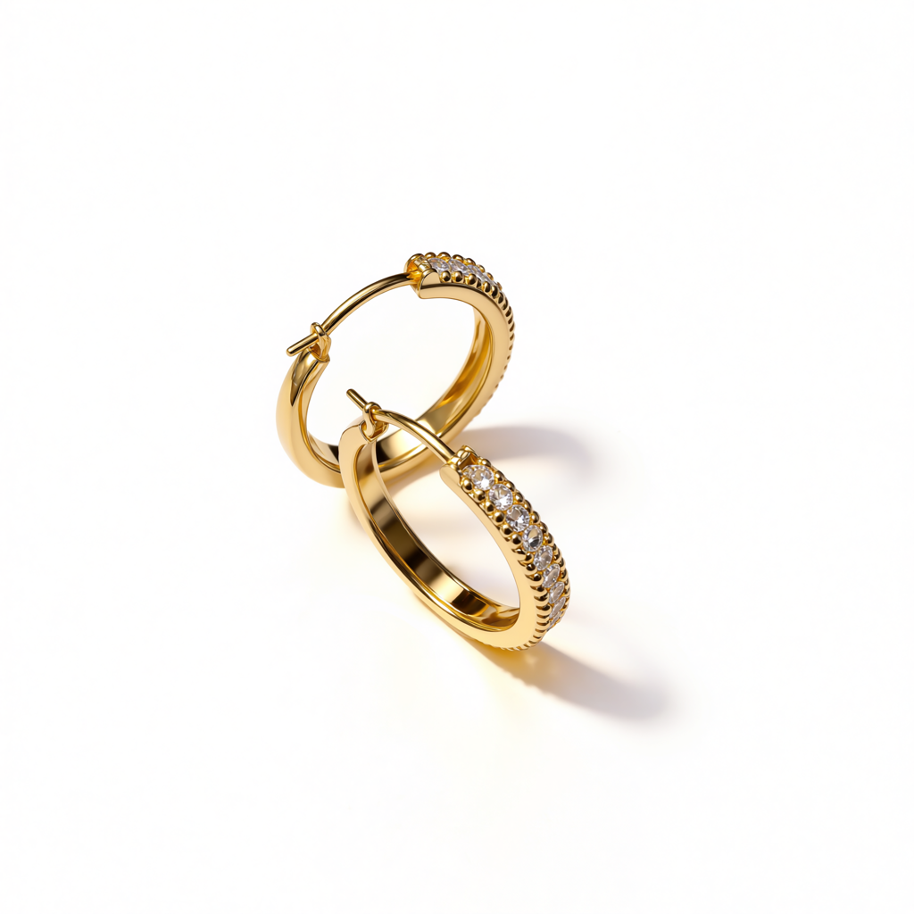 Korean Crystal Huggie Hoops : YUFSER419