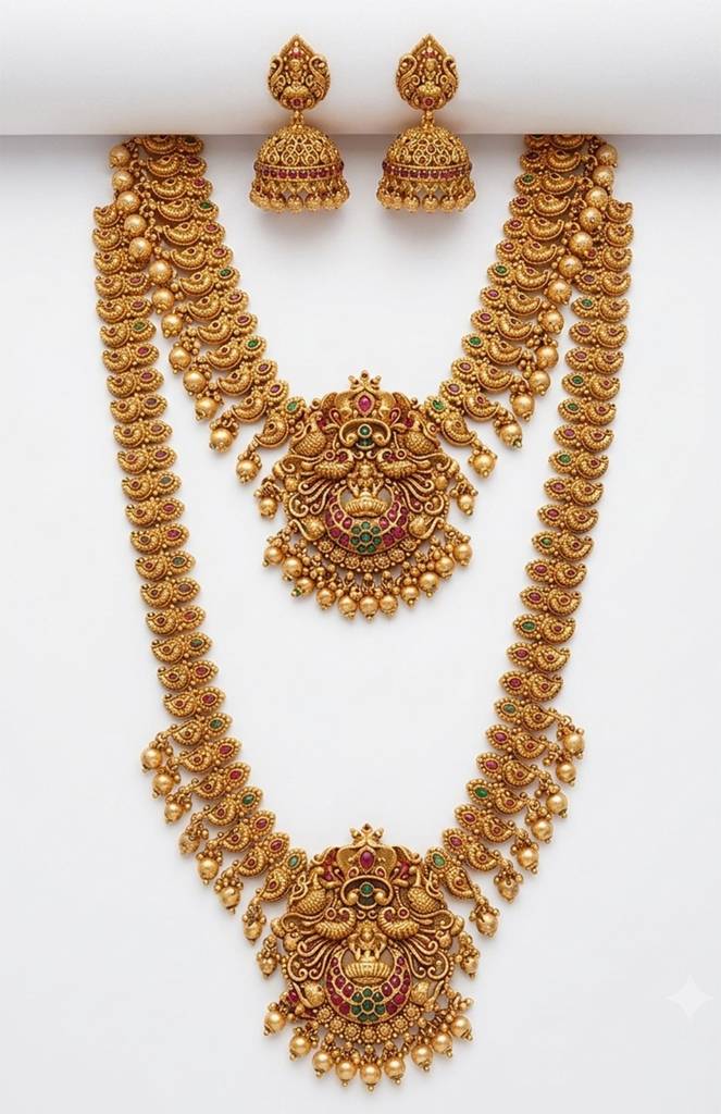 Gold Heritage Temple Jewellery Set : HIV-162