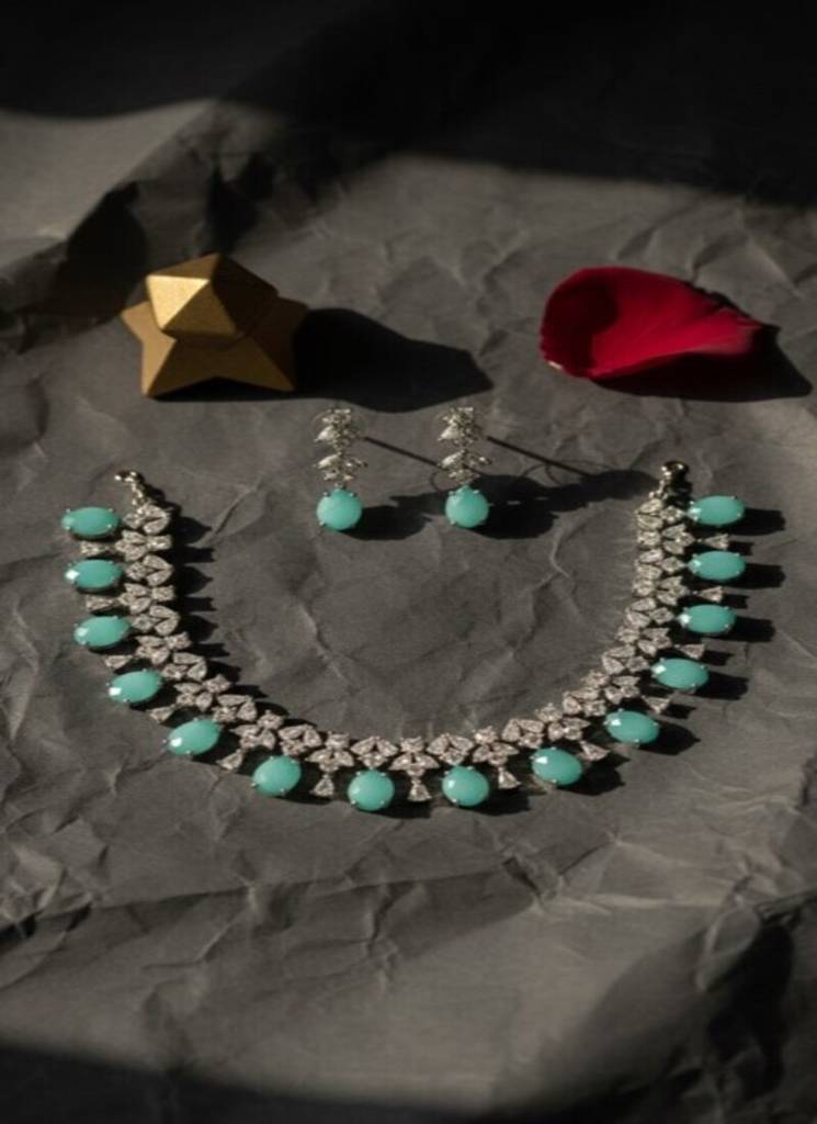 Aqua Blossom Jewelry Set : HIV-90