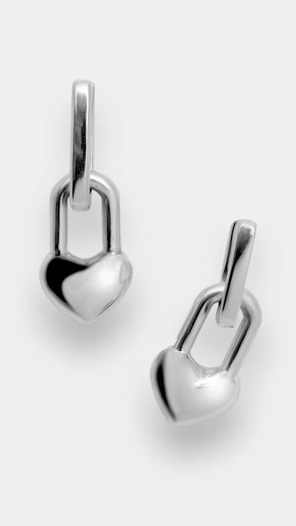 925 Sterling Silver Self Love Heart 2-In-1 Earrings : TSER-SEL-EAR-WRS-9003