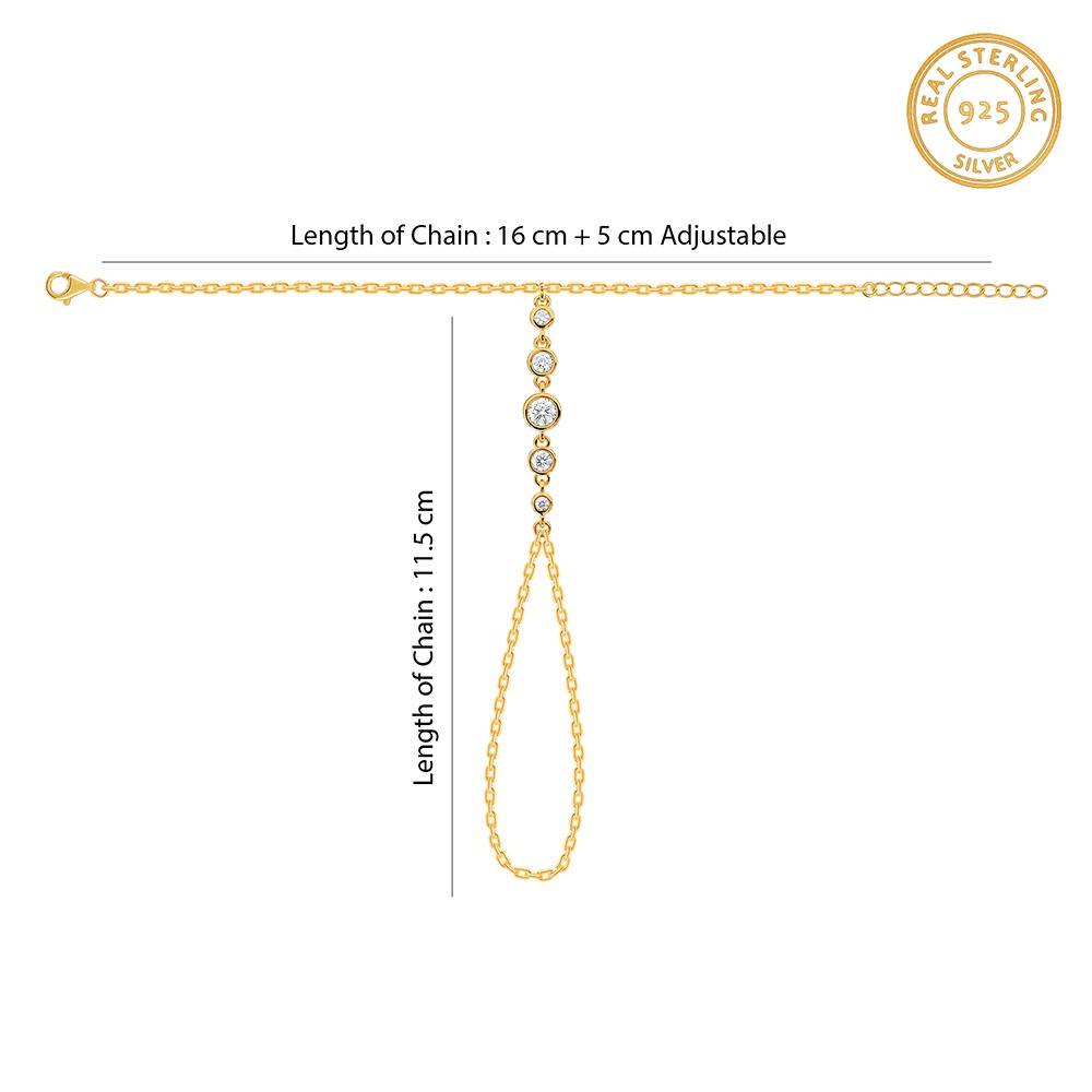 Golden Triple Orbit Hathphool|Gifts For Women And Girls | With Certificate Of Authenticity And 925 Stamp | 6 Months Wa : HP015
