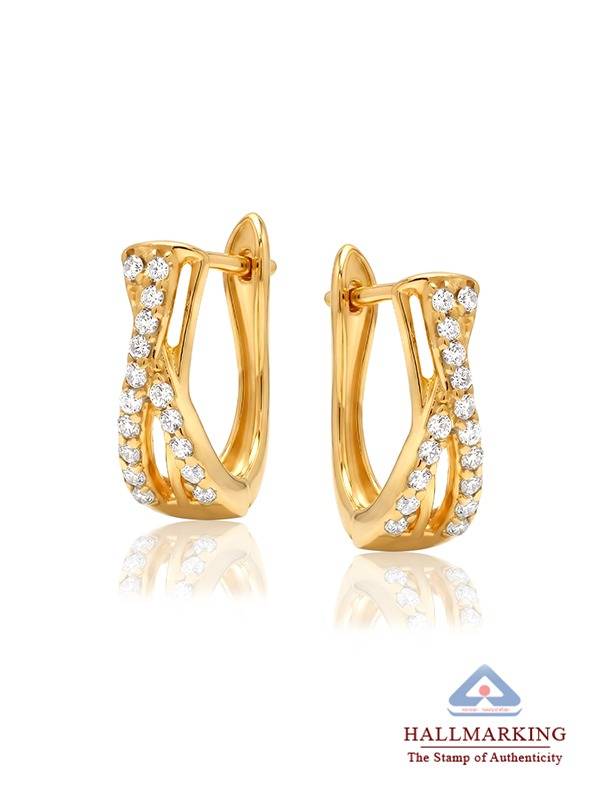 Seraphina Gold Criss-Cross Pav? Huggie Hoops : HP184464A18FG