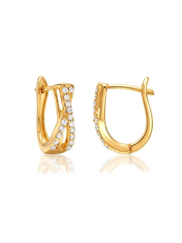 Seraphina Gold Criss-Cross Pav? Huggie Hoops : HP184464A18FG