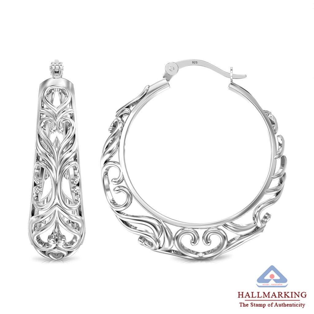 Heart Filigree Round Click-Top Hoops 27Mm : HP185959SL