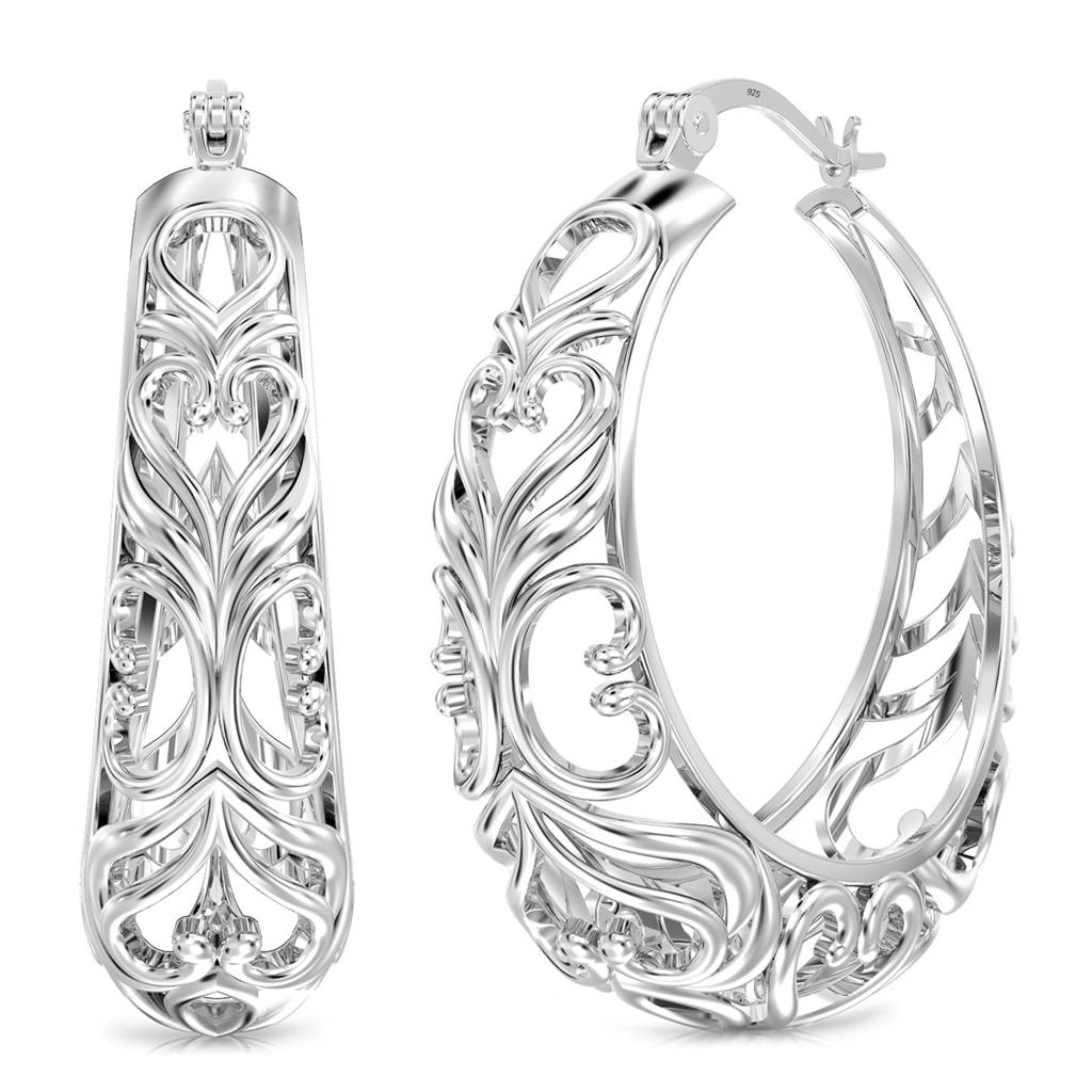 Heart Filigree Round Click-Top Hoops 27Mm : HP185959SL