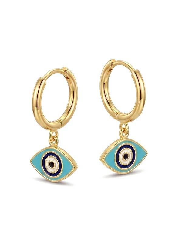 Seraphina Two-Tone Evil Eye Drop Hoops : HP186275D12M2T