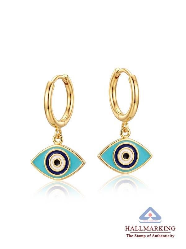 Seraphina Two-Tone Evil Eye Drop Hoops : HP186275D12M2T