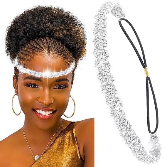 Women’S Bohemian Rhinestone Forehead Headband - Silver Crystal Bridal Head Chain Hair Jewelry For Festivals,  : M4SK-CT-SILVER