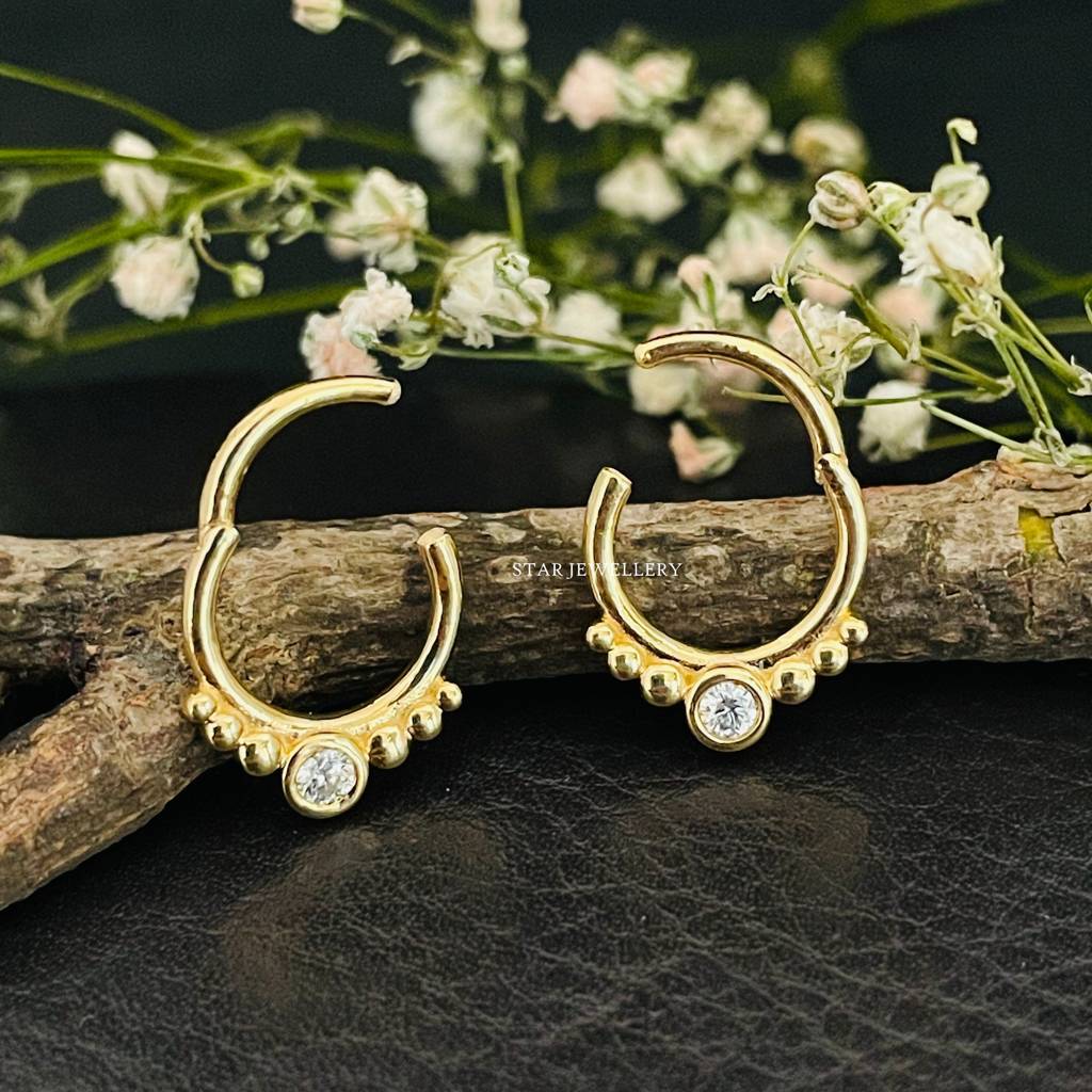 925 Sterling Silver With Moissanite Diamond  Septum Nose Ring : STE62