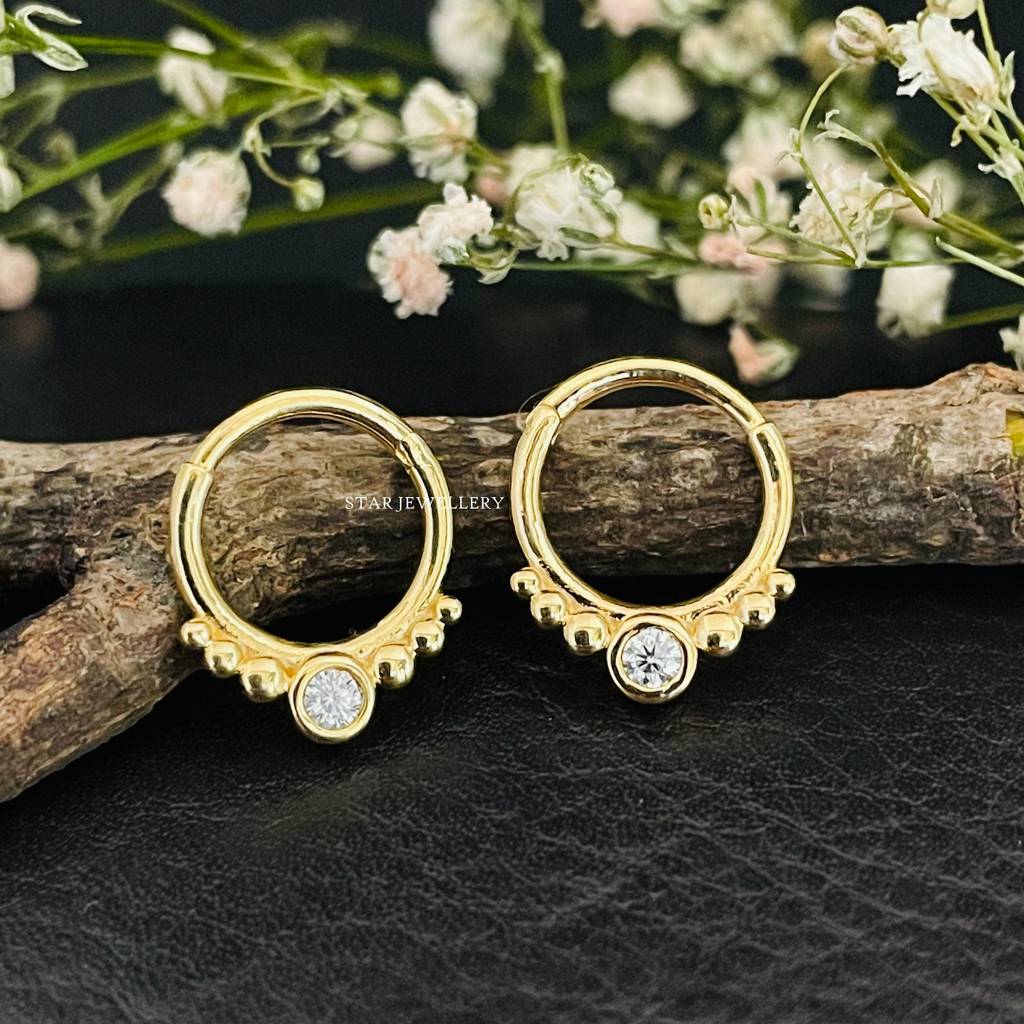 925 Sterling Silver With Moissanite Diamond  Septum Nose Ring : STE62