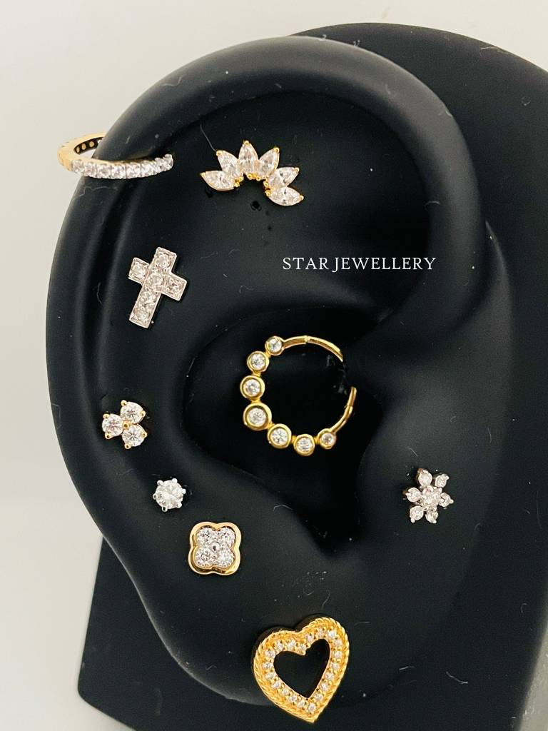 Septum Nose Ring In 925 Sterling Silver Bezel Set Moissanitediamond Daith Clicker : STE55