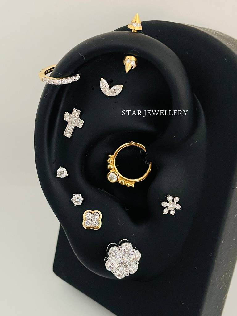 925 Sterling Silver With Moissanite Diamond  Septum Nose Ring : STE62