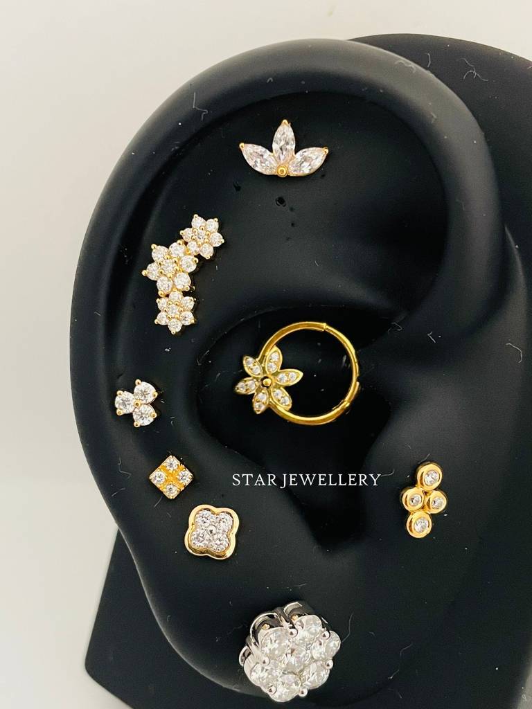 Moissanite Diamond Floral Daith Piercing Septum Nose Ring In 925 Steling Silver : STE28