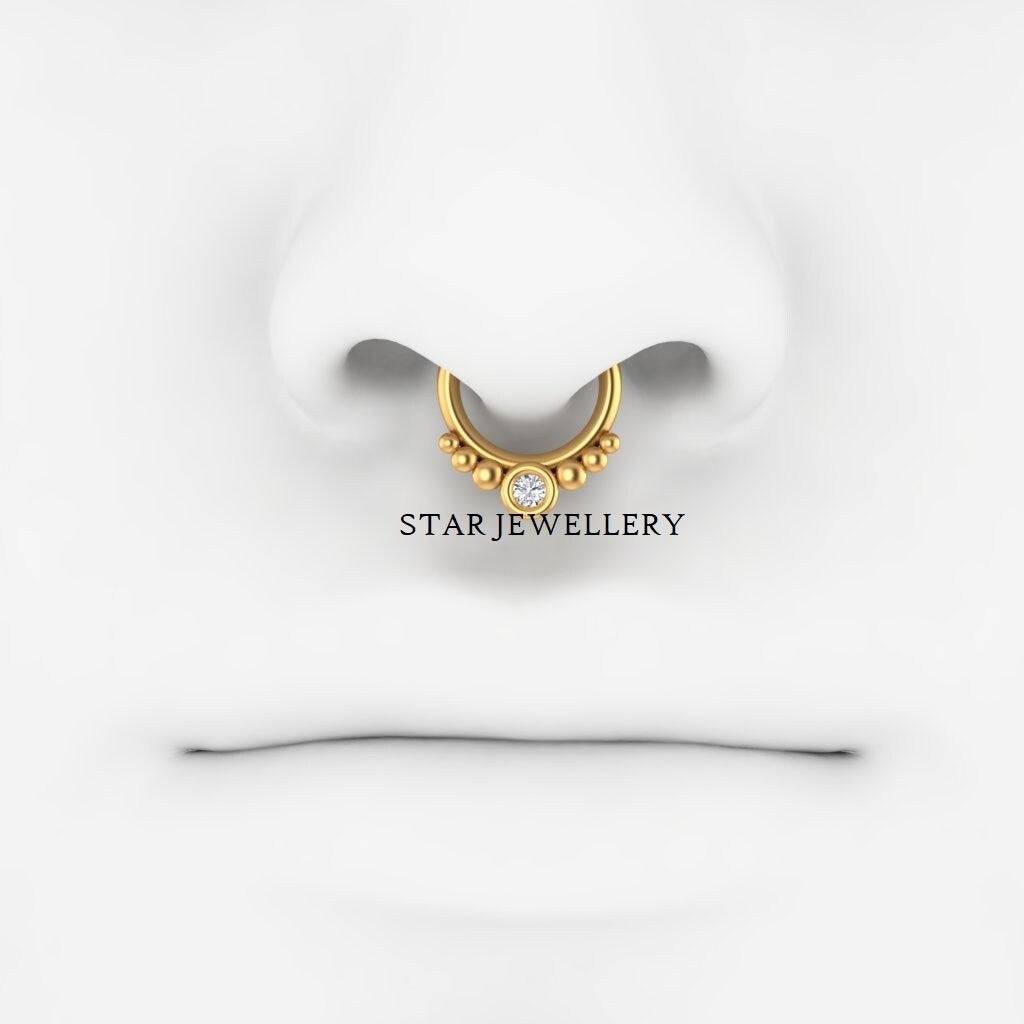 925 Sterling Silver With Moissanite Diamond  Septum Nose Ring : STE62