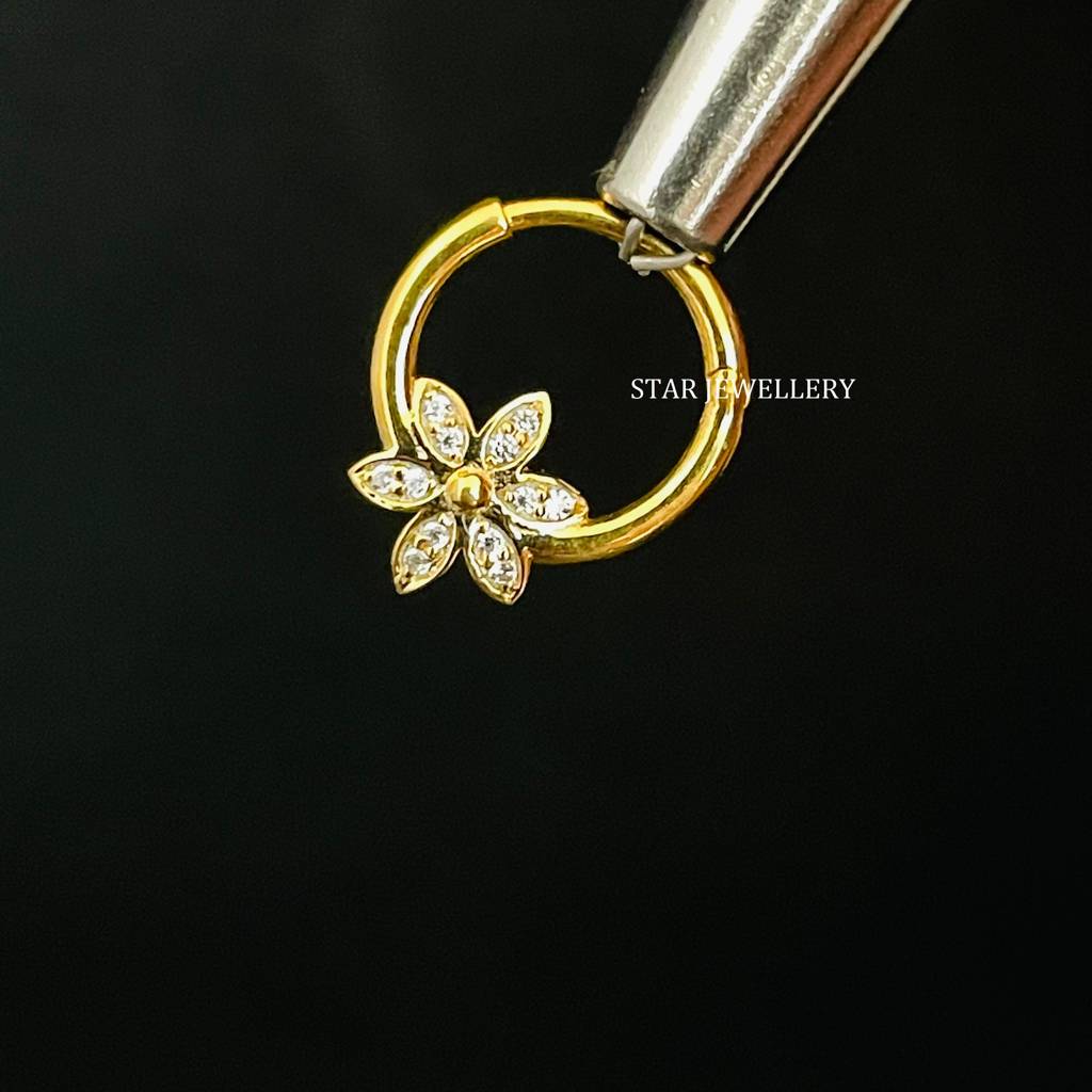 Moissanite Diamond Floral Daith Piercing Septum Nose Ring In 925 Steling Silver : STE28
