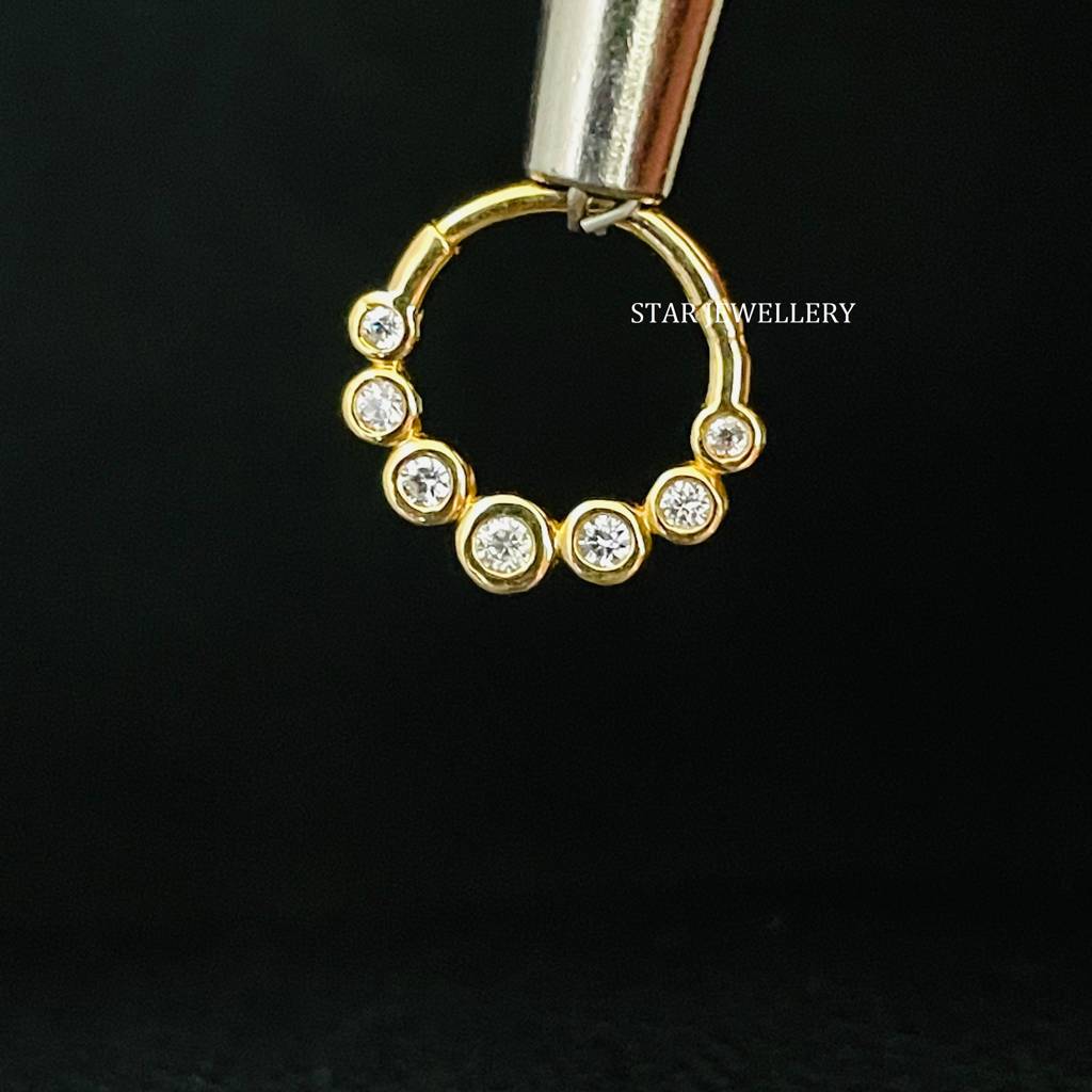 Septum Nose Ring In 925 Sterling Silver Bezel Set Moissanitediamond Daith Clicker : STE55