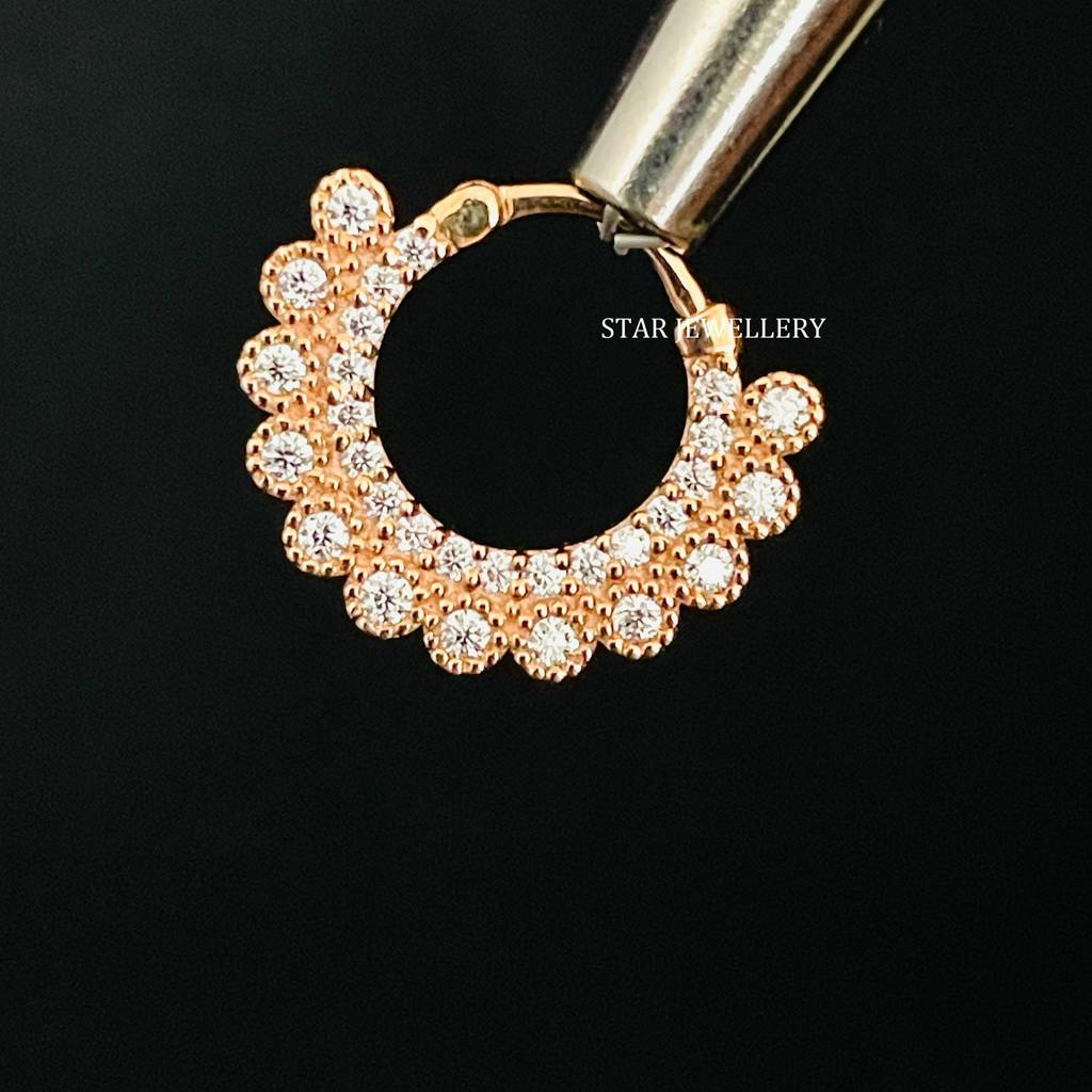925 Sterling Silver Yellow Gold Plated  Set Moissanite Diamond Miligrain Septum Nose Ring : STE162