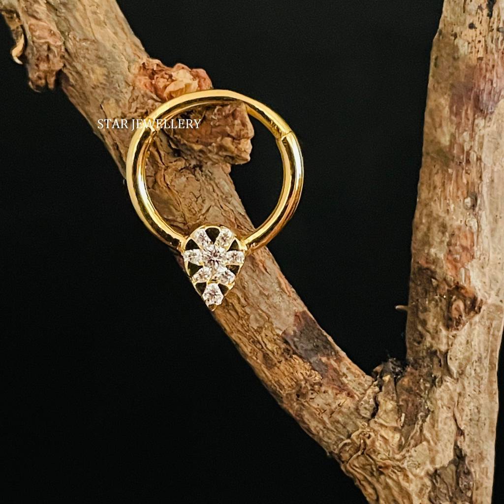 Septum Nose Ring In 925 Sterling Silver In  Moissanite Diamond Pear Shape  Piercing : STE168