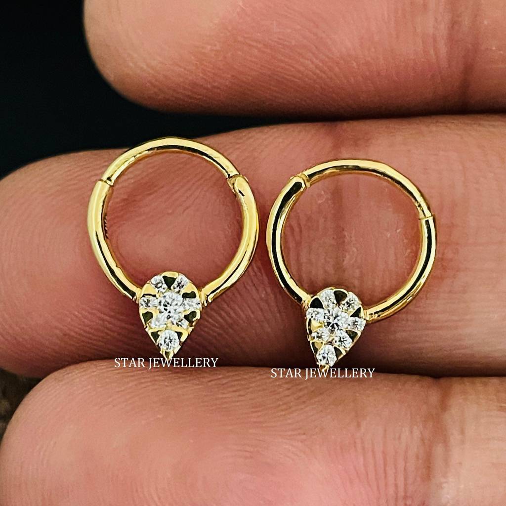 Septum Nose Ring In 925 Sterling Silver In  Moissanite Diamond Pear Shape  Piercing : STE168
