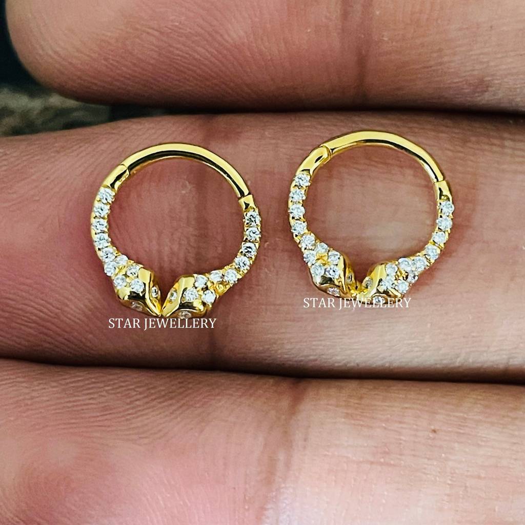 Septum Nose Ring In 925 Sterling Silver In Moissanite Diamond Dual Snake  Piercing : STE224