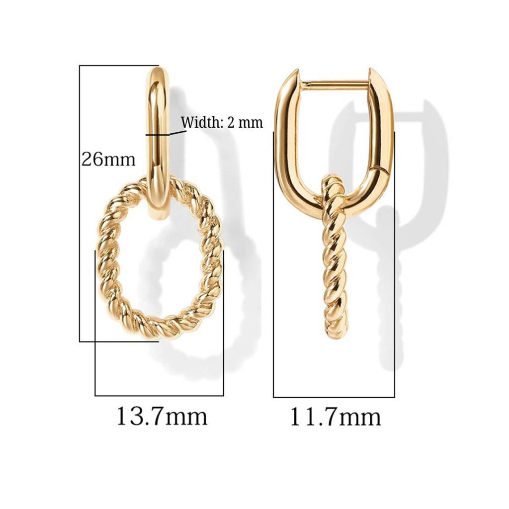 14K Gold Plated Twisted Drop Earrings | Lightweight Daily Wear Earrings : AXY1124E1002