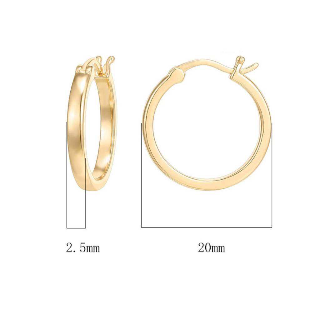 14K Gold Plated Thin Hoops | Lightweight Daily Wear Earrings : AXY1124E1009