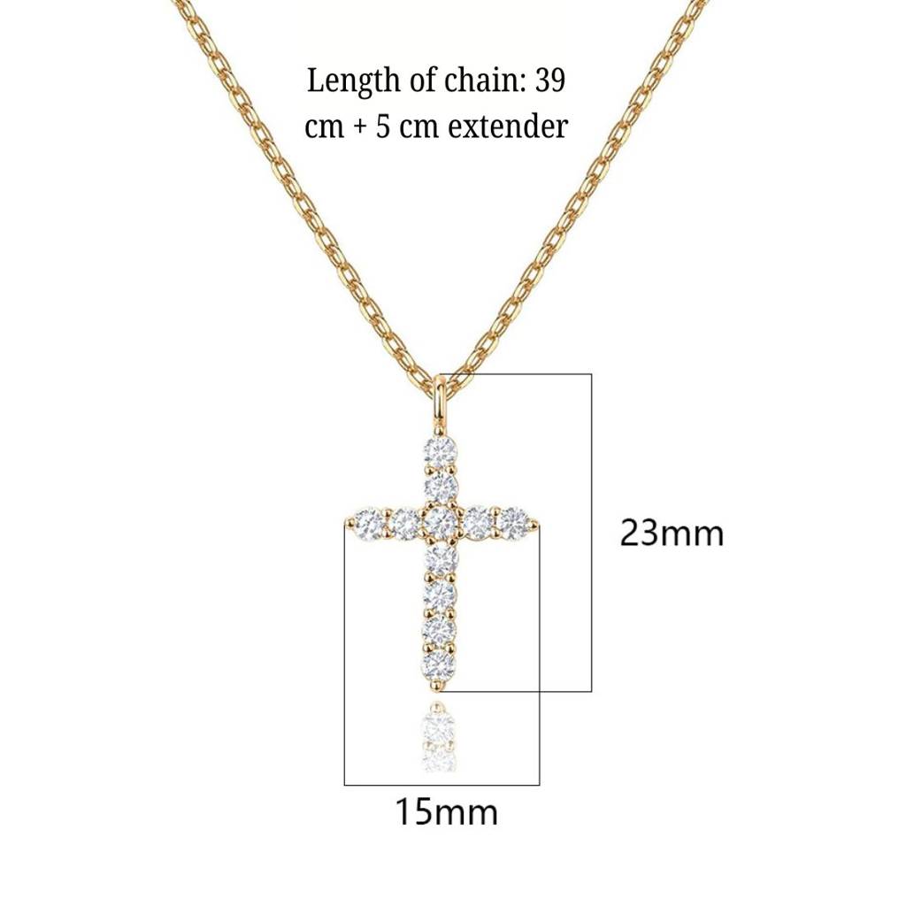 Mens 14K Gold Plated Cross Pendant Necklace With Zircon Stones| Daily Wear Necklace : AXY1124PN0007_M