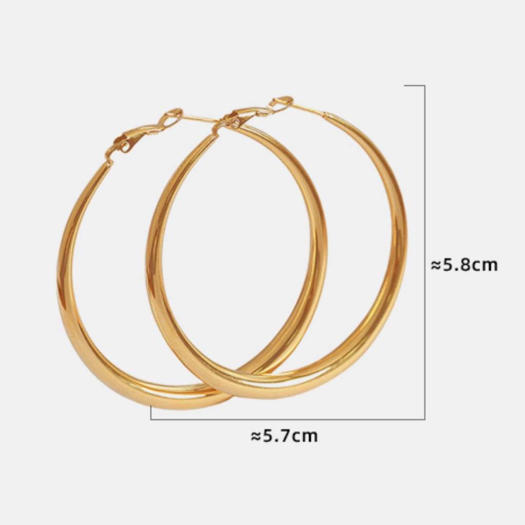 18K Gold Plated Waterproof, Anti-Tarnish Big Round Hoops Earrings : AOU0125E02G