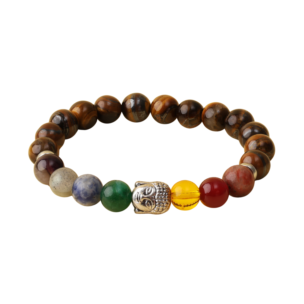 Tiger Eye 7 Chakra Natural Stone Bracelet : BD-216