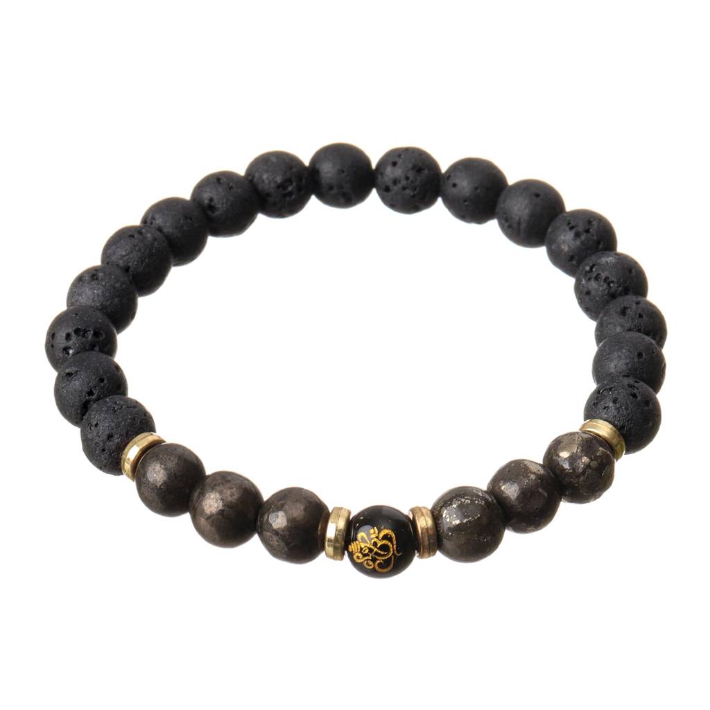 Strength & Faith Spiritual Pyrite Natural Stone Bracelet (Shri Ganesh) : BD-159SG