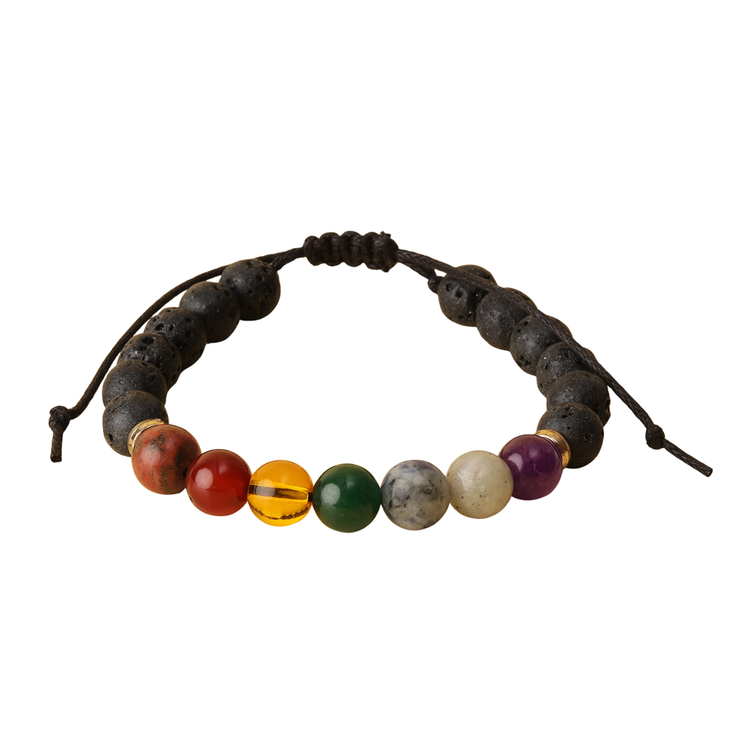 Lava 7 Chakra Natural Stone Adjustable Bracelet : BD-186