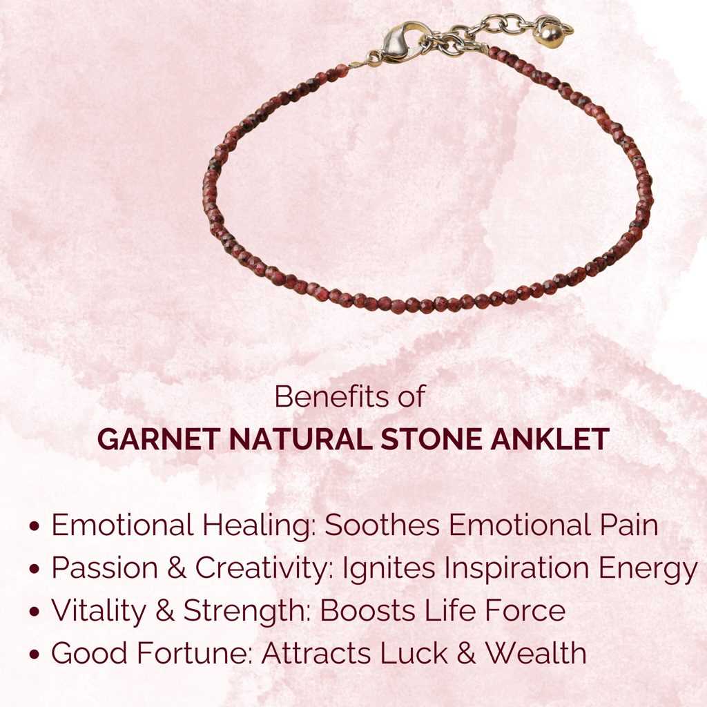 Garnet Natural Stone Anklet : AK-011