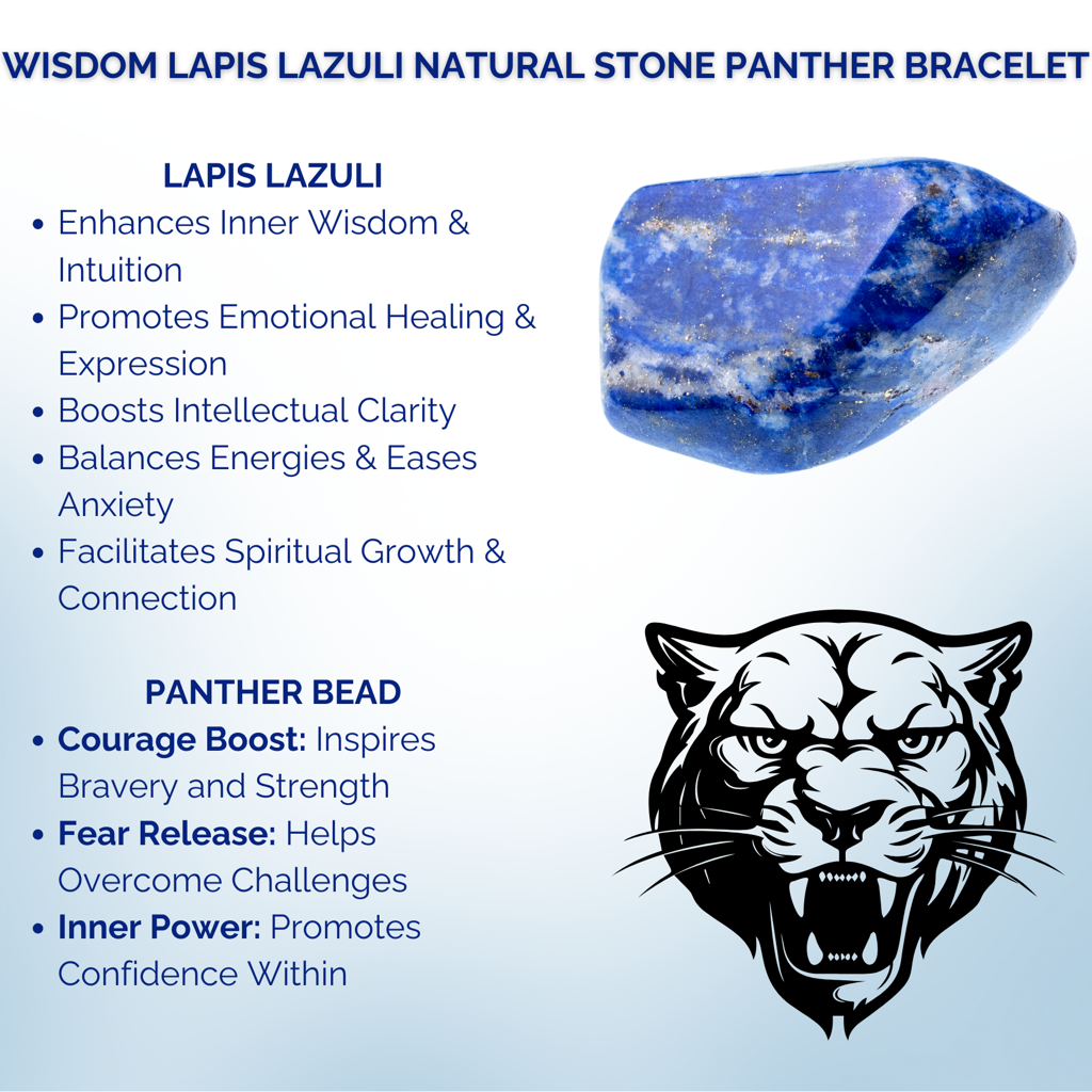 Wisdom Lapis Lazuli Natural Stone Panther Bracelet : BD-203