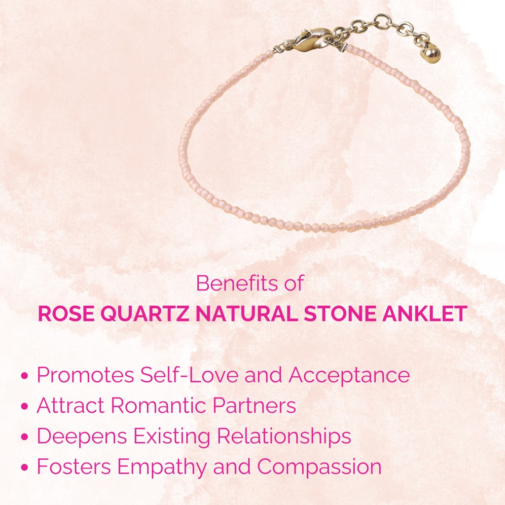 Rose Quartz Natural Stone Anklet : AK-008