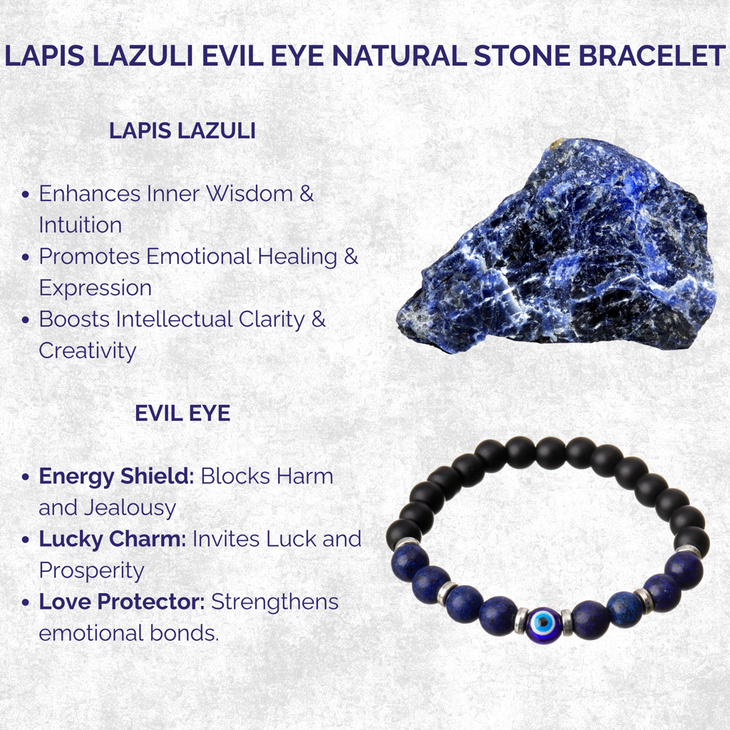 Lapis Lazuli Evil Eye Natural Stone Bracelet : BD-142