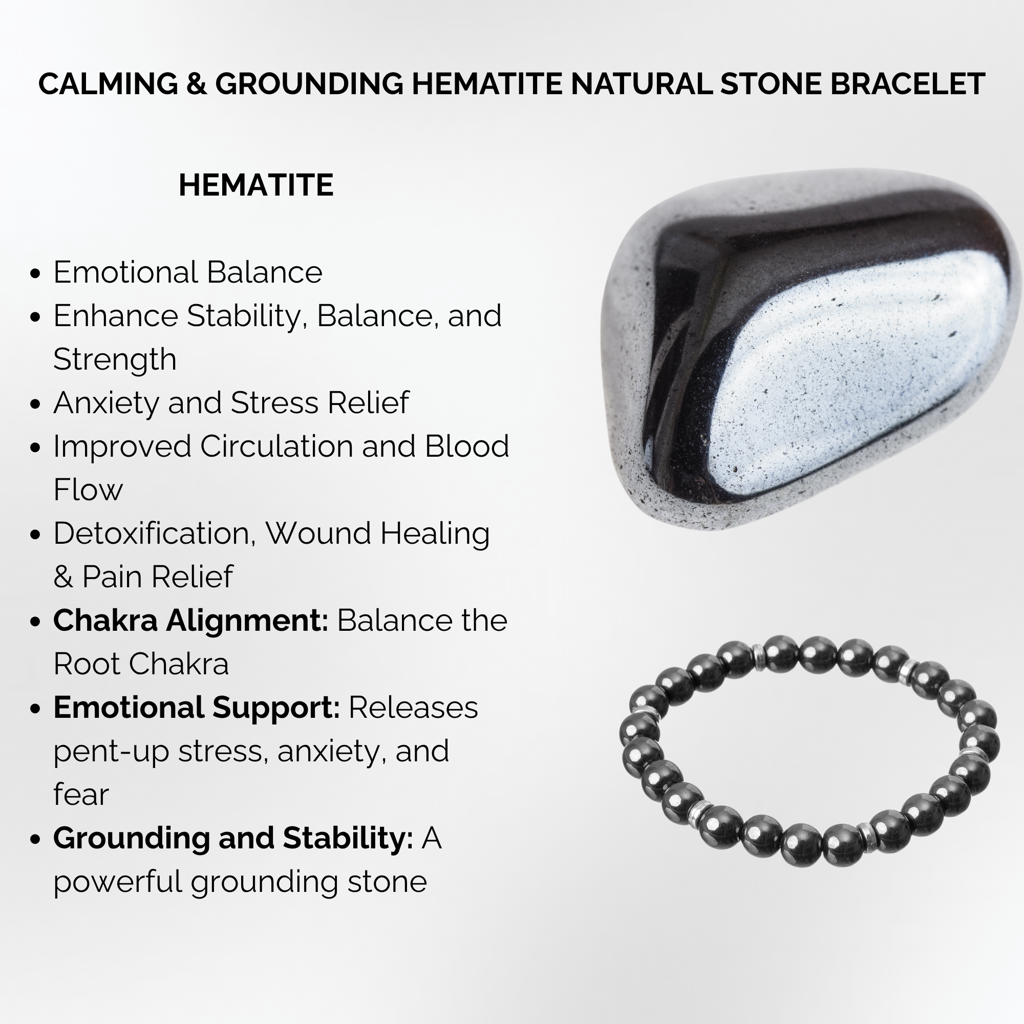 Calming & Grounding Hematite Natural Stone Bracelet : BD-110