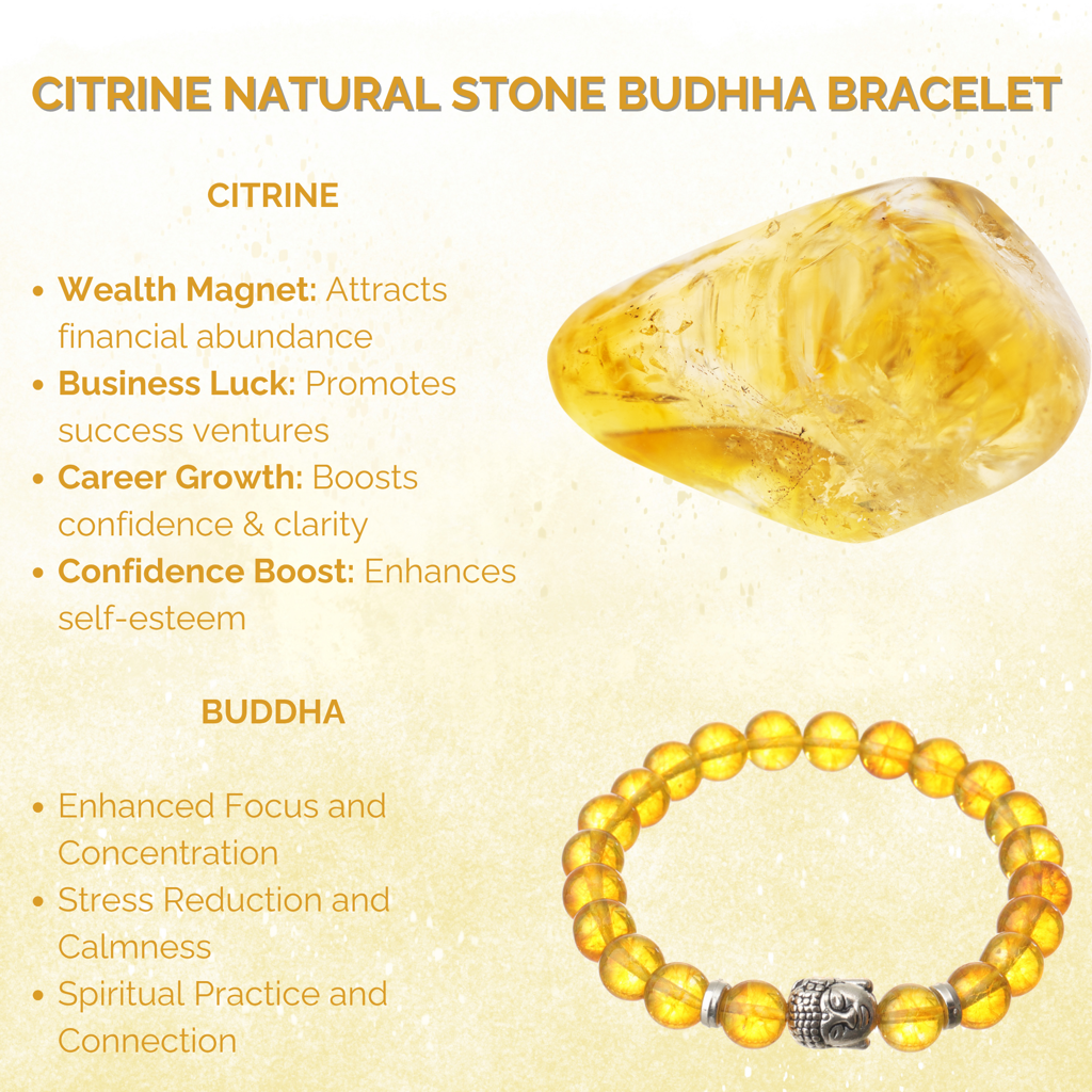 Citrine Natural Stone Buddha Bracelet : BD-166