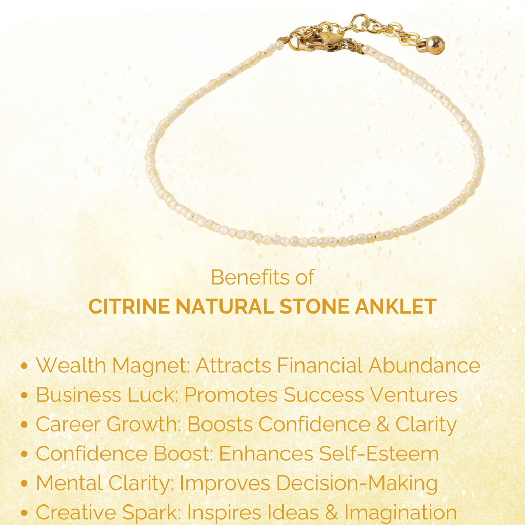 Citrine Natural Stone Anklet : AK-005