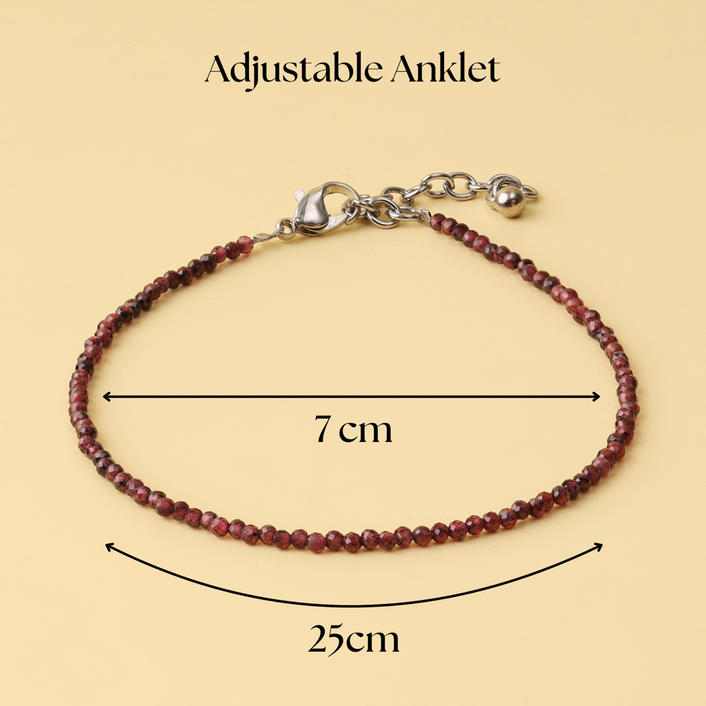 Garnet Natural Stone Anklet : AK-011