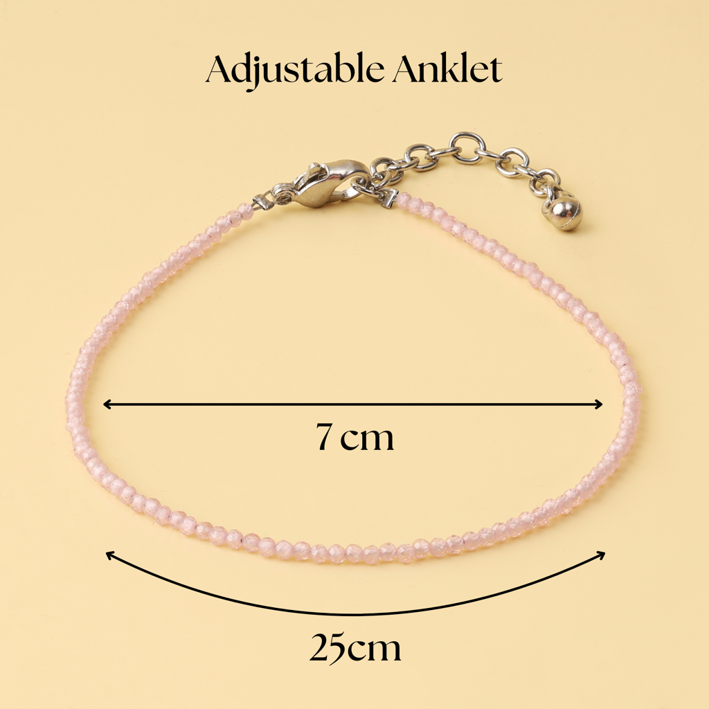 Rose Quartz Natural Stone Anklet : AK-008