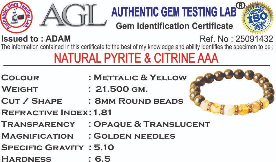 Dhan Varsha Pyrite & Citrine Natural Stone Bracelet : BD-209